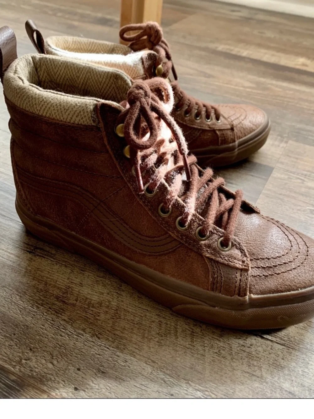 Vans Brown High-Top Leather Skate Sneakers